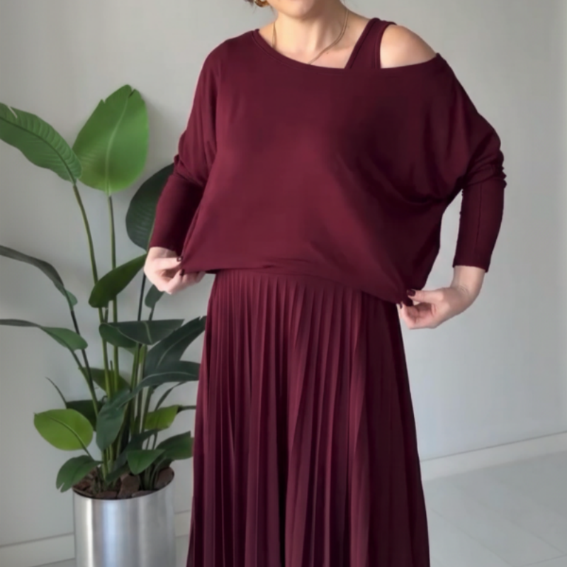 Ensemble haut à épaules dénudées et robe sans manches pour femme