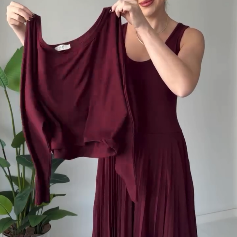 Ensemble haut à épaules dénudées et robe sans manches pour femme