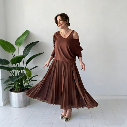 Ensemble haut à épaules dénudées et robe sans manches pour femme