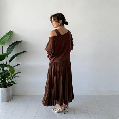 Ensemble haut à épaules dénudées et robe sans manches pour femme