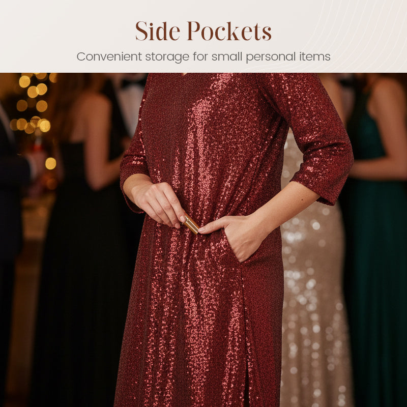 Robe à paillettes scintillantes à col en V pour femme