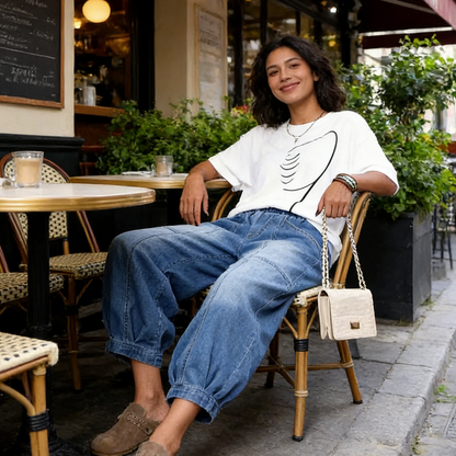 🔥Offre à durée limitée - Jean court ample à taille élastique pour femme
