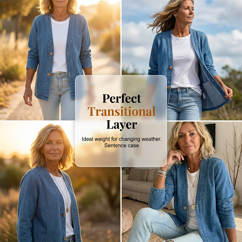 📢📢59 % DE RÉDUCTION !!!⏰Veste en jean classique à boutons pour femme