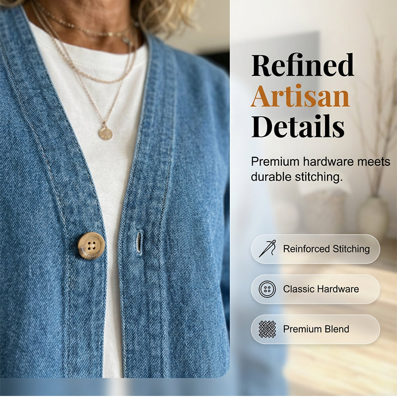 📢📢59 % DE RÉDUCTION !!!⏰Veste en jean classique à boutons pour femme