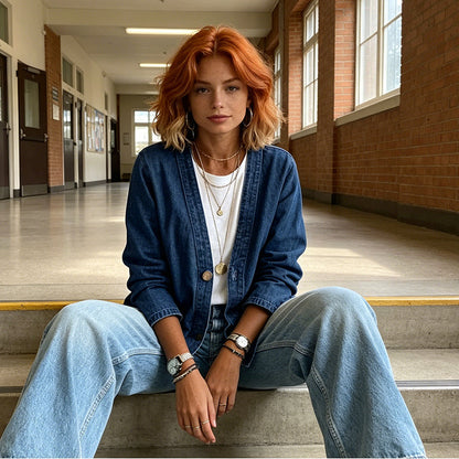 📢📢59 % DE RÉDUCTION !!!⏰Veste en jean classique à boutons pour femme