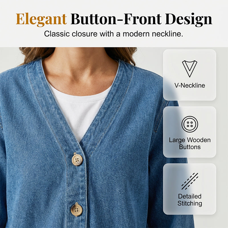 📢📢59 % DE RÉDUCTION !!!⏰Veste en jean classique à boutons pour femme