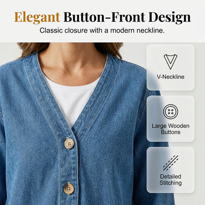 📢📢59 % DE RÉDUCTION !!!⏰Veste en jean classique à boutons pour femme
