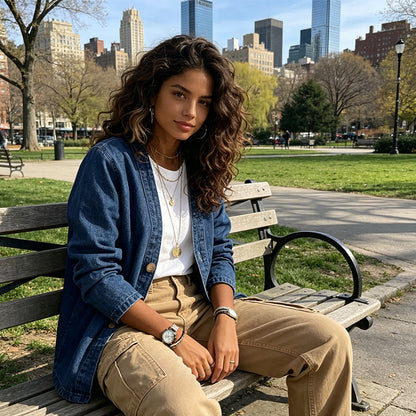 📢📢59 % DE RÉDUCTION !!!⏰Veste en jean classique à boutons pour femme