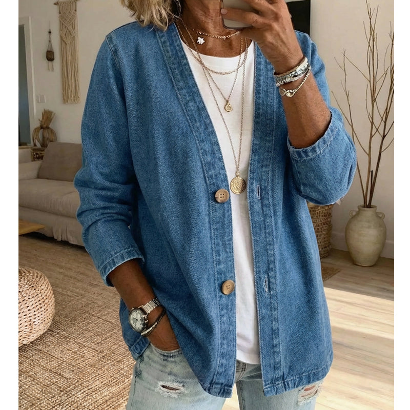 📢📢59 % DE RÉDUCTION !!!⏰Veste en jean classique à boutons pour femme