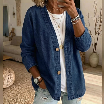 📢📢59 % DE RÉDUCTION !!!⏰Veste en jean classique à boutons pour femme