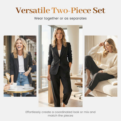 💎Ensemble Veste à Col & Pantalon pour Femme – Coupe Cintrée, Tissu Doux & Look Professionnel Élégant👖✨