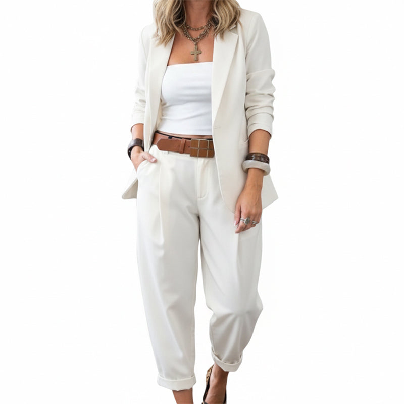 💎Ensemble Veste à Col & Pantalon pour Femme – Coupe Cintrée, Tissu Doux & Look Professionnel Élégant👖✨