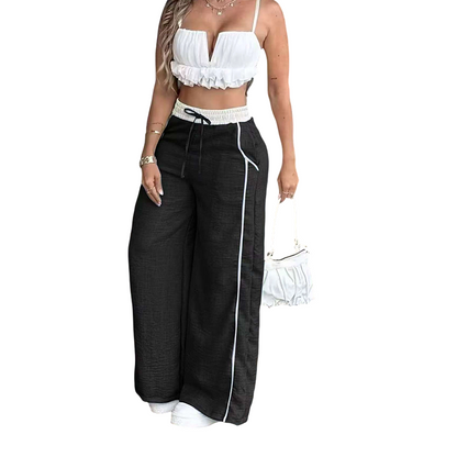 📢Pantalon femme taille haute à jambes larges