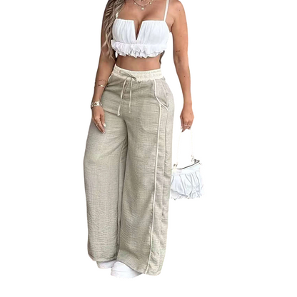 📢Pantalon femme taille haute à jambes larges
