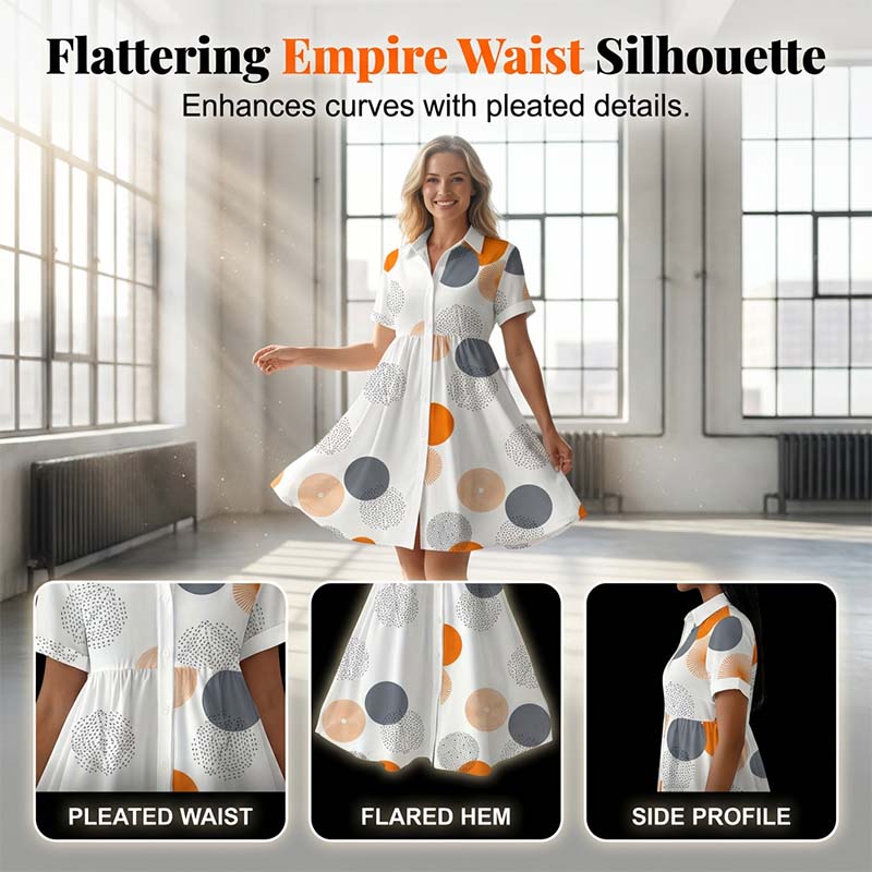 🔥Robe A-line à col et manches courtes pour femme✈️