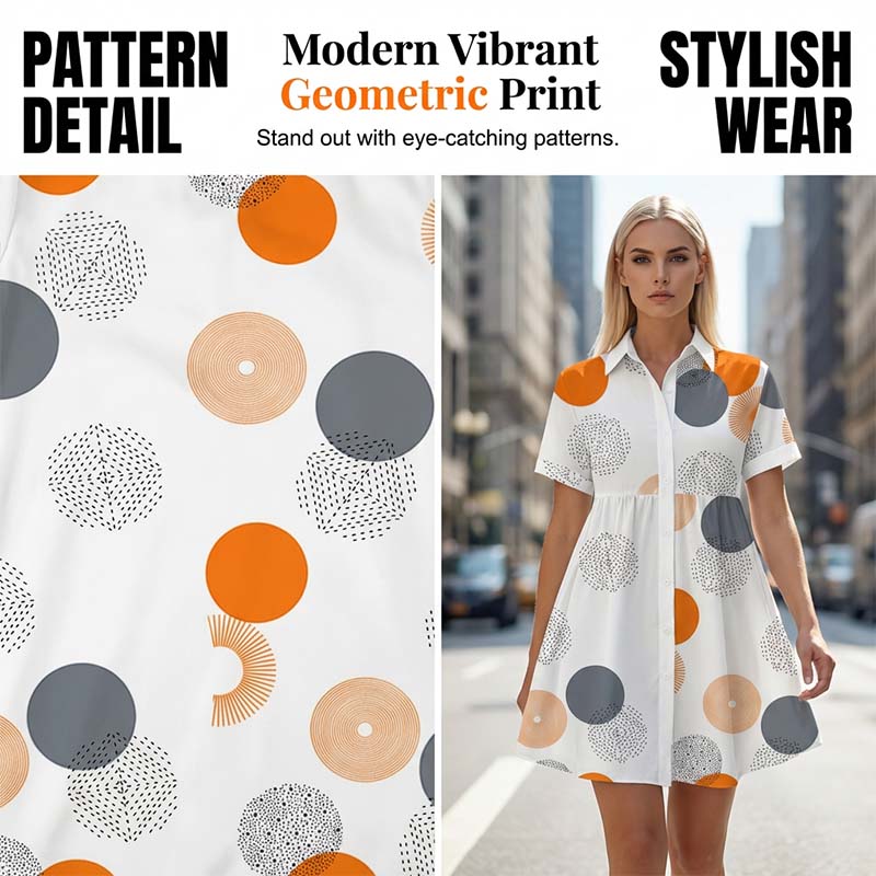 🔥Robe A-line à col et manches courtes pour femme✈️