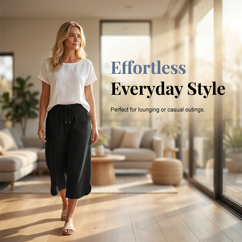👖 Pantalon court ample unie pour femme 🌿