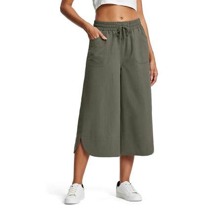 👖 Pantalon court ample unie pour femme 🌿