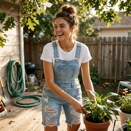 🩳 TIJDELIJKE AANBIEDING: 50% KORTING! 💥 Distressed denim-overallshorts voor dames – gescheurd ontwerp, meerdere zakken, casual ✨