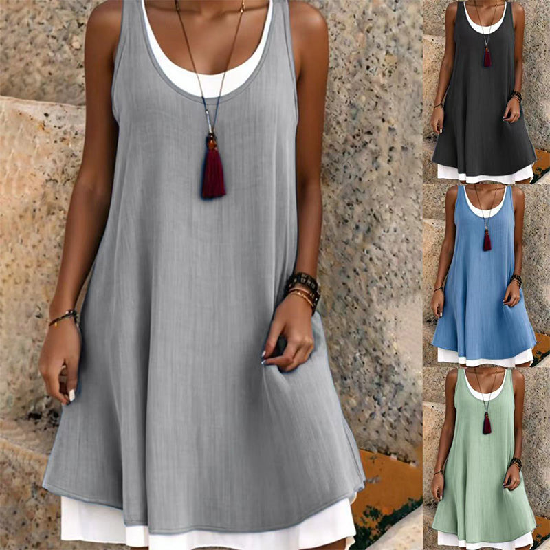 🌿👗 Robe débardeur ample sans manches – Look superposé décontracté, silhouette fluide et féminine pour un été tout en légèreté ☁️🌸