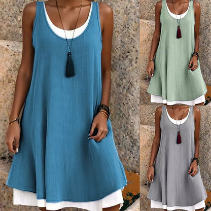 🌿👗 Robe débardeur ample sans manches – Look superposé décontracté, silhouette fluide et féminine pour un été tout en légèreté ☁️🌸