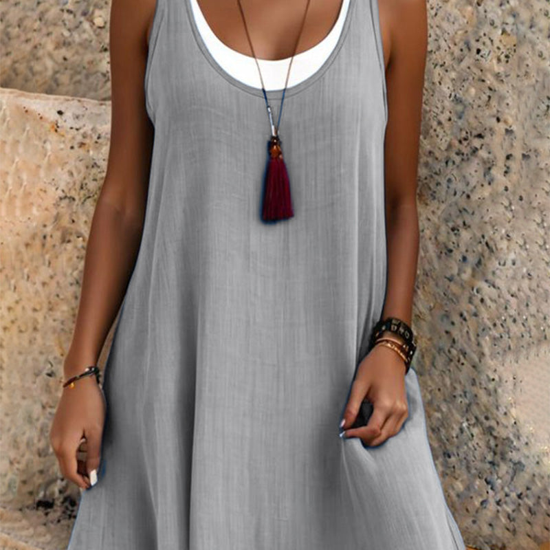 🌿👗 Robe débardeur ample sans manches – Look superposé décontracté, silhouette fluide et féminine pour un été tout en légèreté ☁️🌸