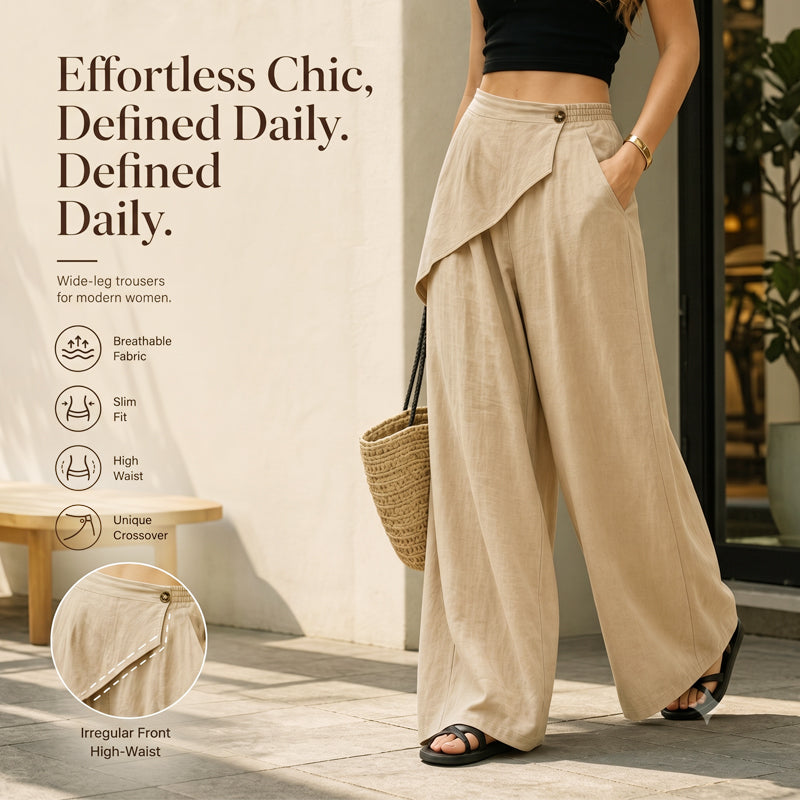 Pantalon large à coupe asymétrique pour femme