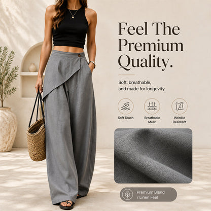 Pantalon large à coupe asymétrique pour femme