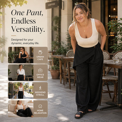 Pantalon large à coupe asymétrique pour femme