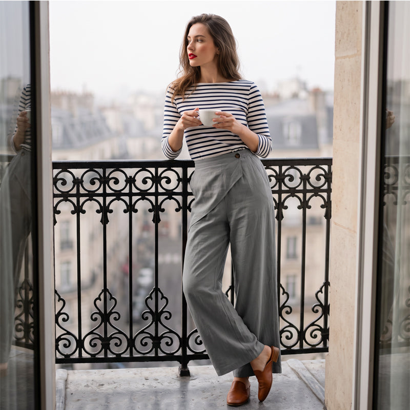 Pantalon large à coupe asymétrique pour femme