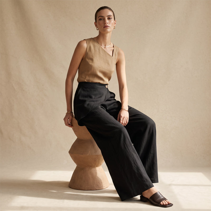 Pantalon large à coupe asymétrique pour femme