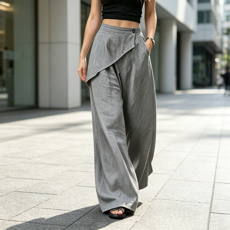 Pantalon large à coupe asymétrique pour femme