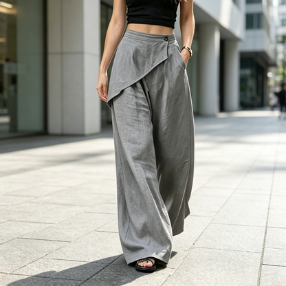 Pantalon large à coupe asymétrique pour femme