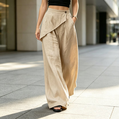Pantalon large à coupe asymétrique pour femme