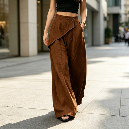 Pantalon large à coupe asymétrique pour femme