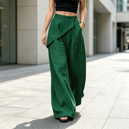 Pantalon large à coupe asymétrique pour femme