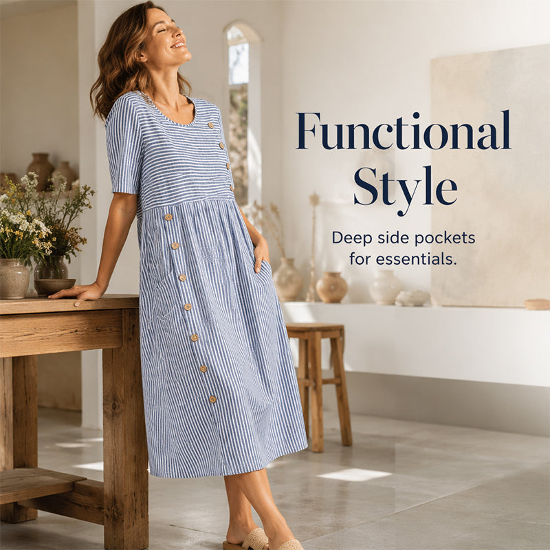 Robe décontractée rayée à coupe ample pour femme
