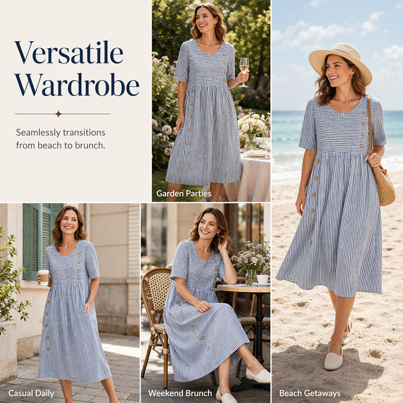 Robe décontractée rayée à coupe ample pour femme