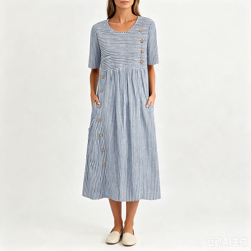 Robe décontractée rayée à coupe ample pour femme