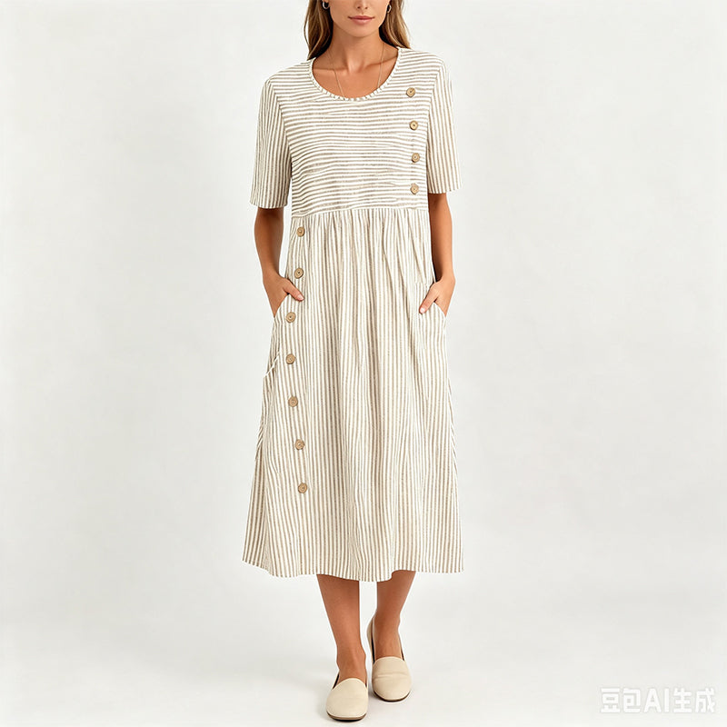 Robe décontractée rayée à coupe ample pour femme