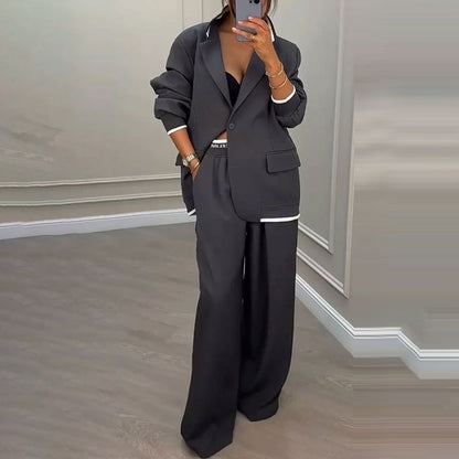 ✨🛍️Ensemble blazer et pantalon large – Des lignes épurées et un confort aéré pour une tenue qui vous met en confiance toute la journée