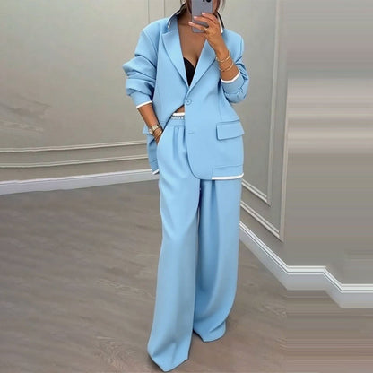 ✨🛍️Ensemble blazer et pantalon large – Des lignes épurées et un confort aéré pour une tenue qui vous met en confiance toute la journée