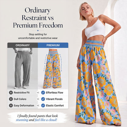⌛Tijdelijke aanbieding – Wijde broek met hoge taille en bloemenprint voor dames