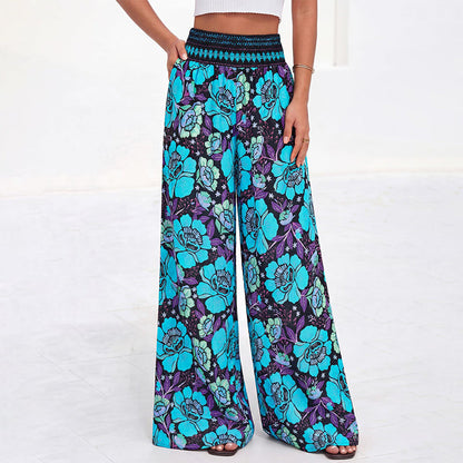 ⌛Tijdelijke aanbieding – Wijde broek met hoge taille en bloemenprint voor dames