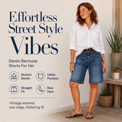 ⌛ Offre à durée limitée – Pantalon court en jean coupe droite classique pour femme