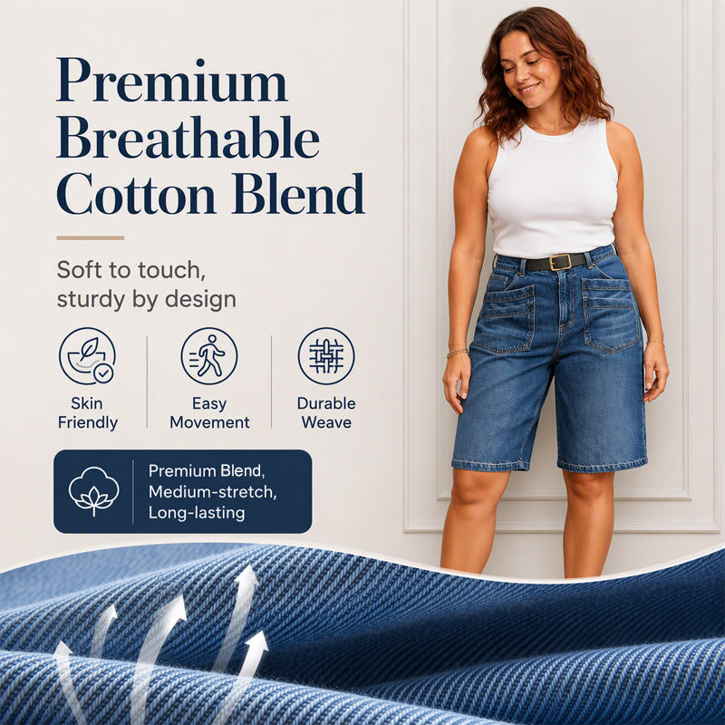 ⌛ Offre à durée limitée – Pantalon court en jean coupe droite classique pour femme