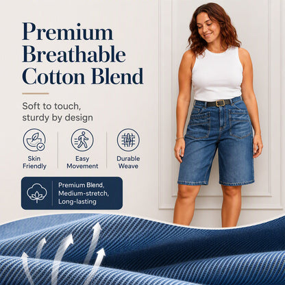 ⌛ Offre à durée limitée – Pantalon court en jean coupe droite classique pour femme