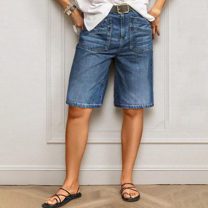 ⌛ Offre à durée limitée – Pantalon court en jean coupe droite classique pour femme