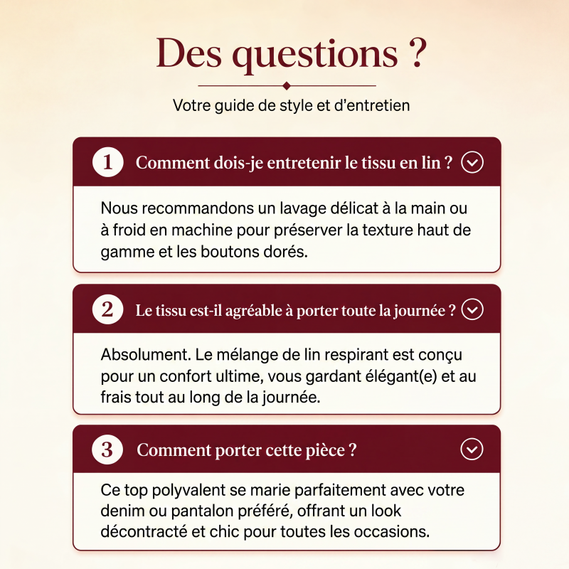 Haut décontracté ample en coton et lin pour femme