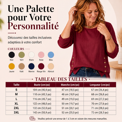 Haut décontracté ample en coton et lin pour femme